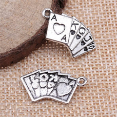 10Pcs 24X13Mm Pendant Poker Cards Poker Cards Charm Pendants for Jewelry Making Poker Cards Pendants