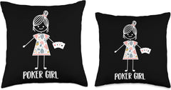 Girl-Gambling Casino Gambler Poker Throw Pillow, 16X16, Multicolor