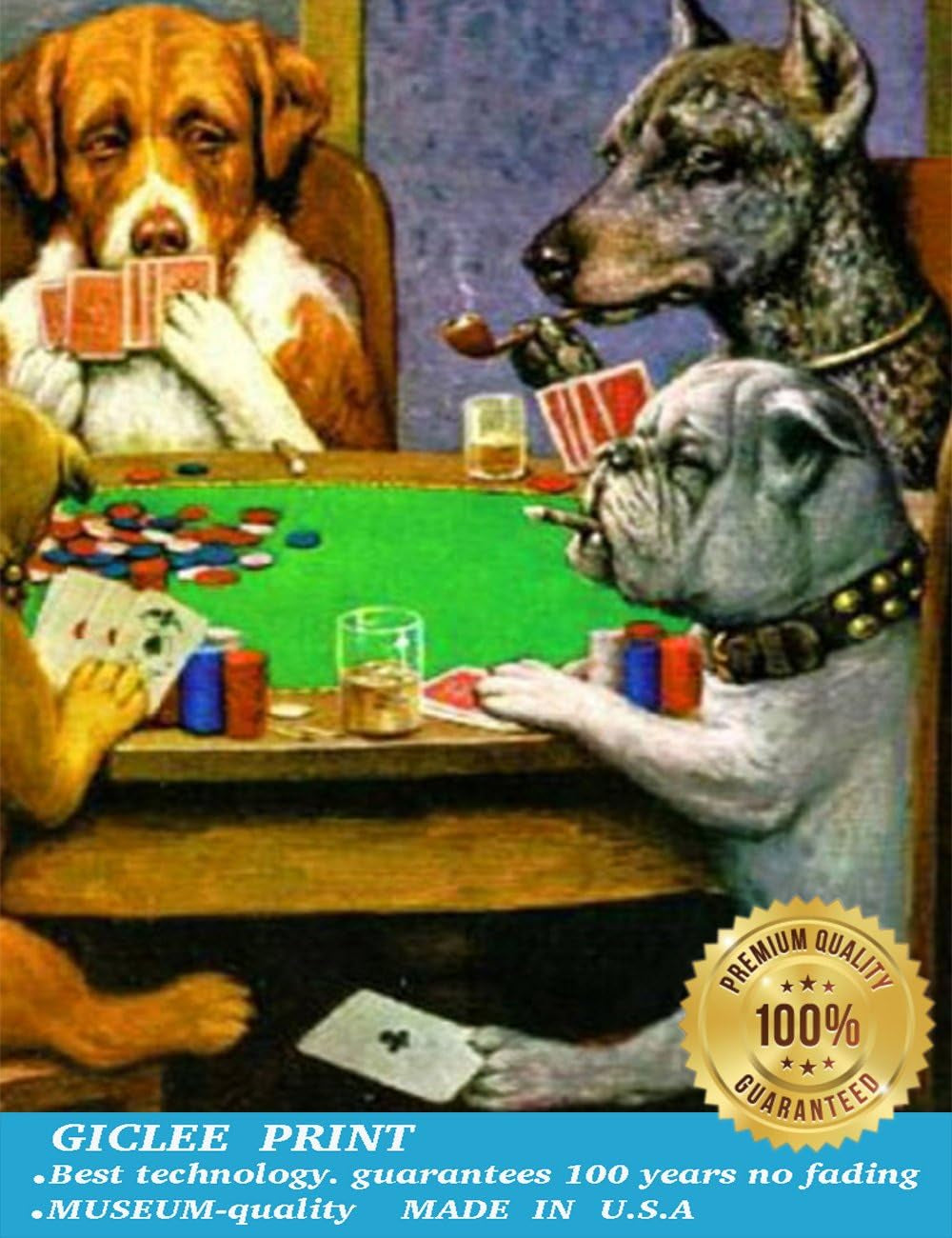 -Dogs Playing Poker by Cassius Marcellus Coolidge Oil Painting Reproduction Giclee Wall Art Canvas Prints-Framed Size:28 "X 35 "