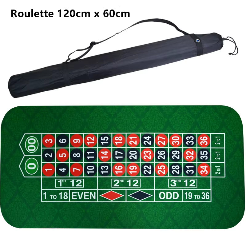 1.2*0.6M Hold'Em Texas Poker Mat Blackjack Baccarat Dice Roulette Durable Rubber Home Gaming Desk Pad Casino Chips Tablecloth