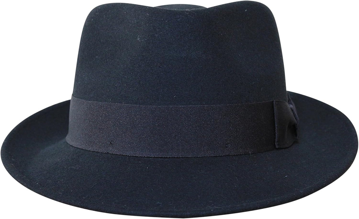 Premium Doyle - Teardrop Fedora Hat - 100% Wool Felt - Crushable for Travel - Water Resistant - Unisex