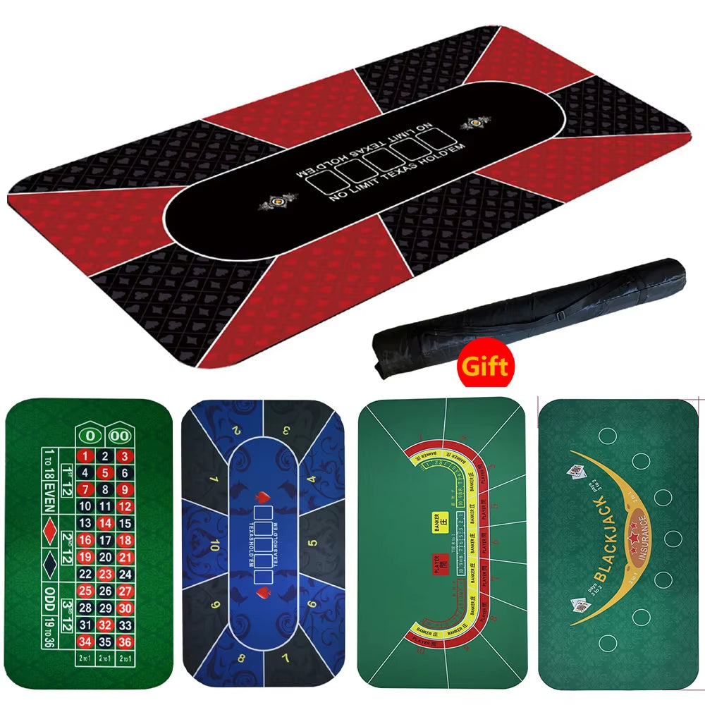 1.2*0.6M Hold'Em Texas Poker Mat Blackjack Baccarat Dice Roulette Durable Rubber Home Gaming Desk Pad Casino Chips Tablecloth