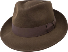 Premium Doyle - Teardrop Fedora Hat - 100% Wool Felt - Crushable for Travel - Water Resistant - Unisex