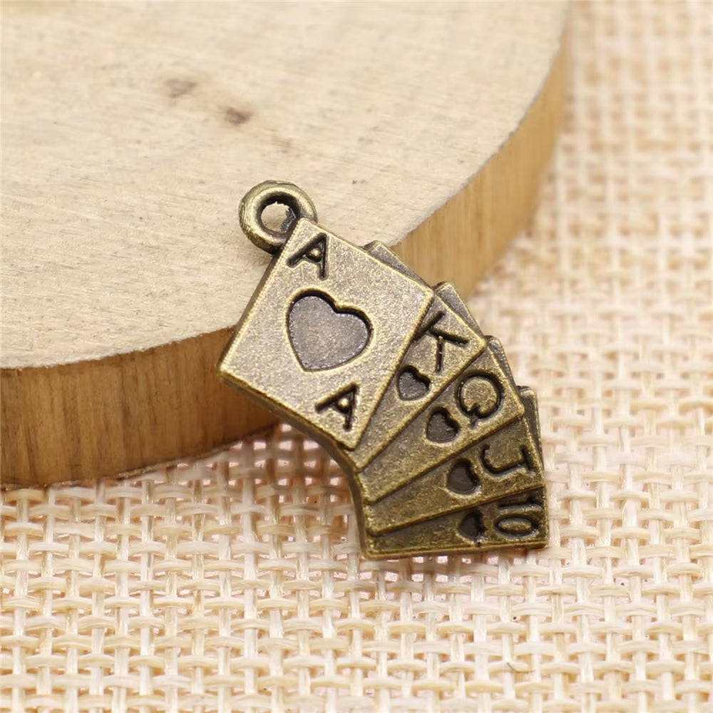 10Pcs 24X13Mm Pendant Poker Cards Poker Cards Charm Pendants for Jewelry Making Poker Cards Pendants