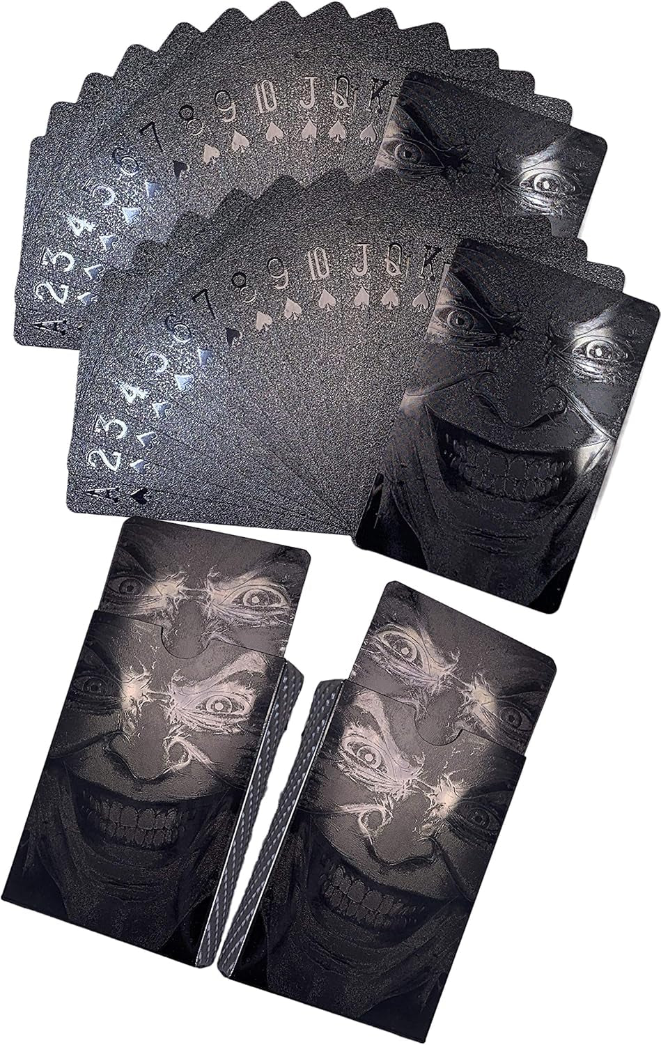 Black Cards Deck of Cards 2 Pack Black Playing Cards Unique Themed Evil Smile Clown Waterproof Decks Cards Plastic PET Poker Premium Magic Party Game