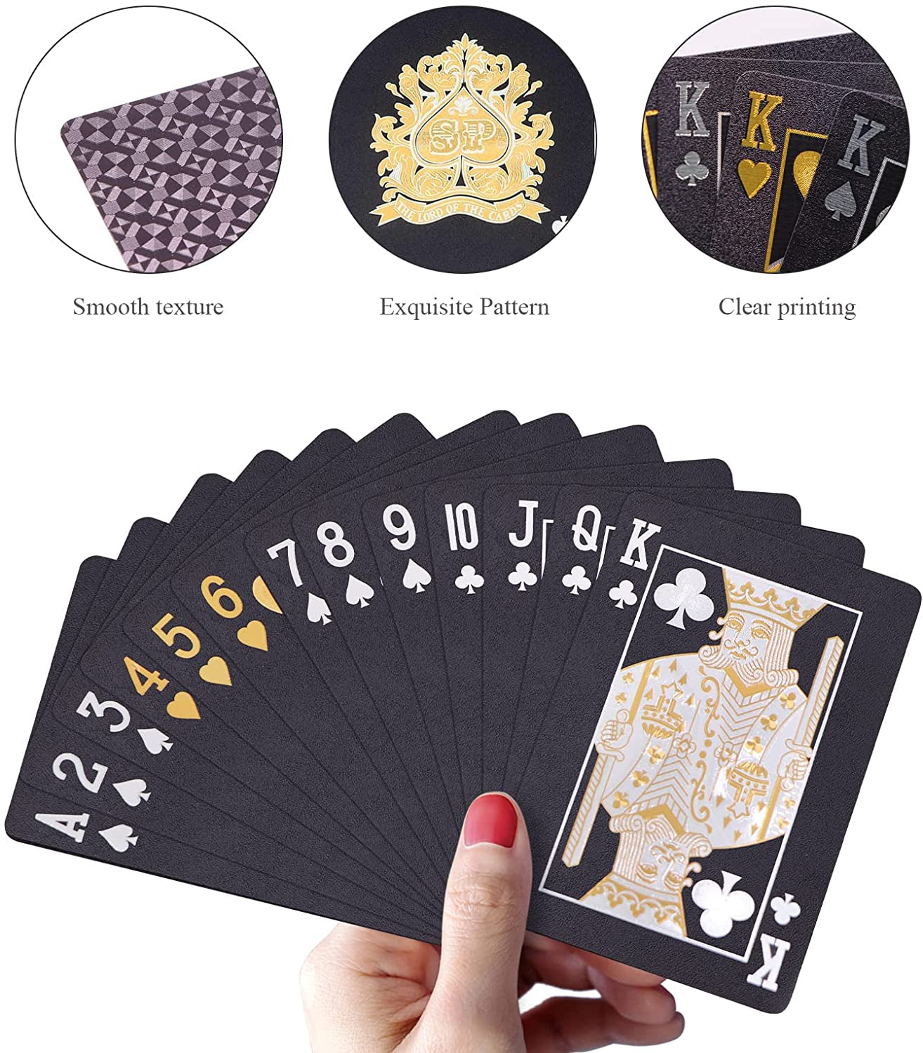 Waterproof Playing Cards, Plastic Playing Cards, Deck of Cards, Gift Poker Cards (Black Diamond Cards)