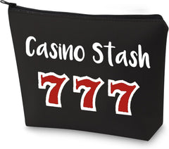 Casino Gambling Makeup Bag Casino Stash Accessory Pouch Lucky Sevens Zipper Bag for Gambler (Casino Stash Black Makeup Bag)