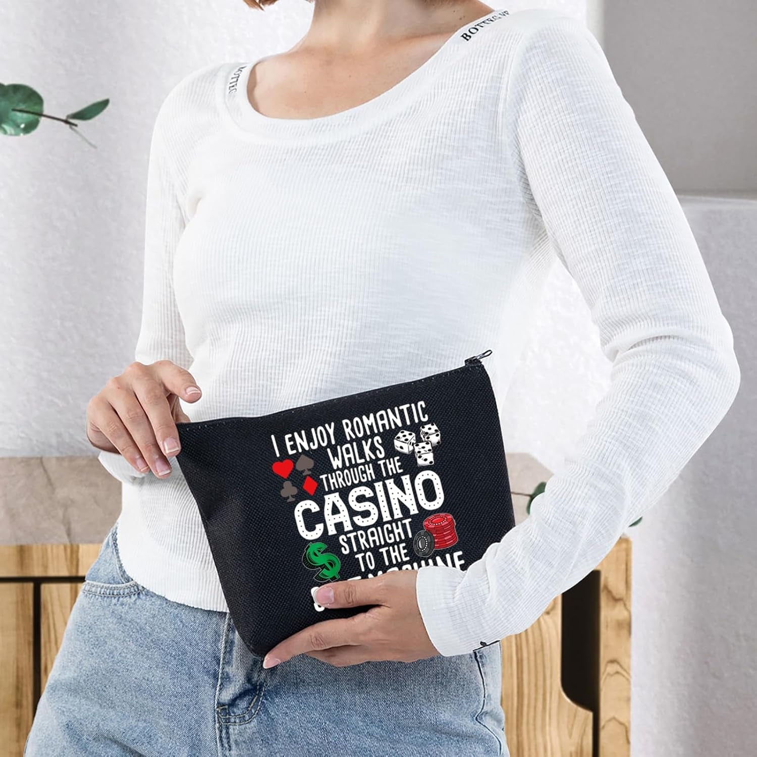 Funny Gambler Gift Idea Casino Lovers Makeup Bag Slot Machine Casino Gambling Accessories Pouch Bag (Casino Bl Bag)