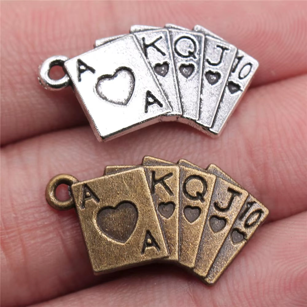 10Pcs 24X13Mm Pendant Poker Cards Poker Cards Charm Pendants for Jewelry Making Poker Cards Pendants