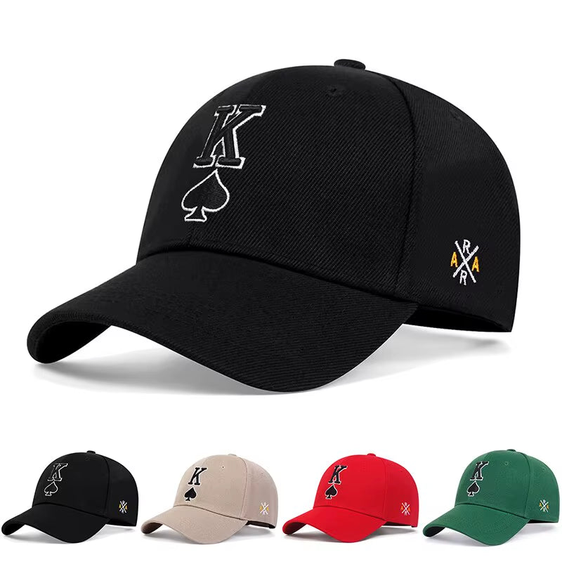 Fashion Poker K Letter Embroidery Hip-Hop Hats Outdoor Adjustable Casual Baseball Caps Sunscreen Hat