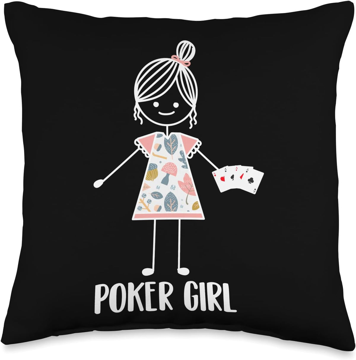 Girl-Gambling Casino Gambler Poker Throw Pillow, 16X16, Multicolor