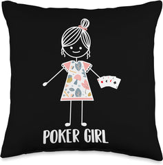 Girl-Gambling Casino Gambler Poker Throw Pillow, 16X16, Multicolor