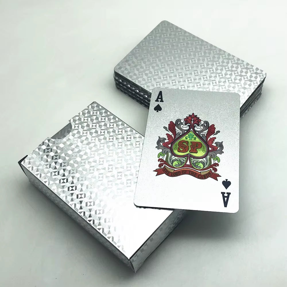 1 Deck Black Plastic Poker Cards Glod Silver Playing Cards Home Board Game Family Home Gift L682