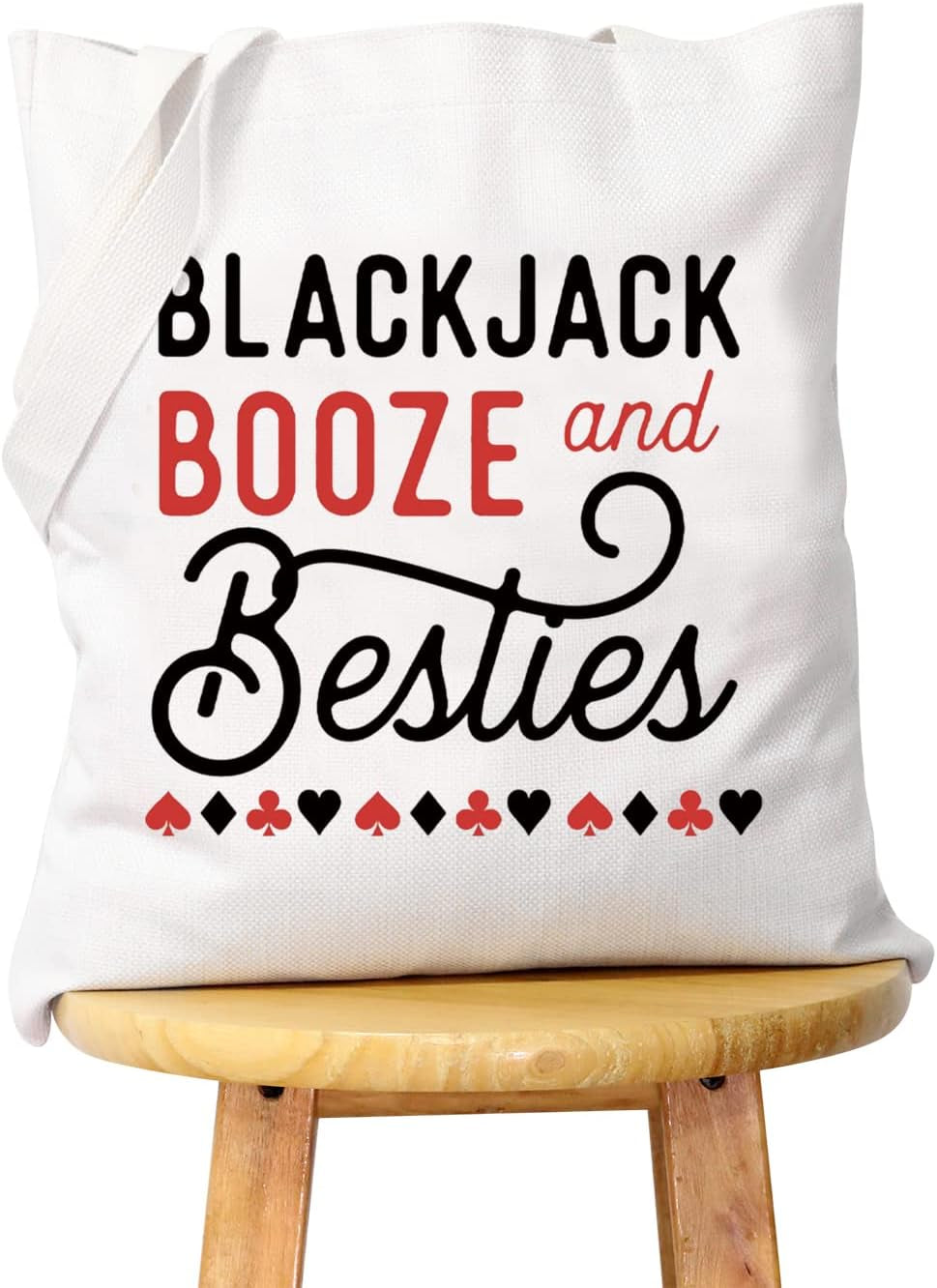 Womens Blackjack Booze Besties Bachelorette Las Vegas Vacation Zipper Makeup Bags Travel Accessories (Booze Blackjack Tote)