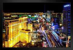 Las Vegas Strip at Night Photo Art Print Black Wood Framed Wall Art 20X14