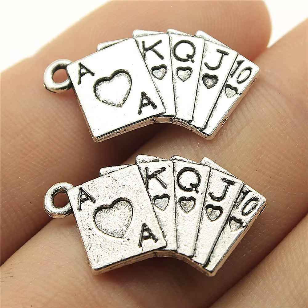 10Pcs 24X13Mm Pendant Poker Cards Poker Cards Charm Pendants for Jewelry Making Poker Cards Pendants