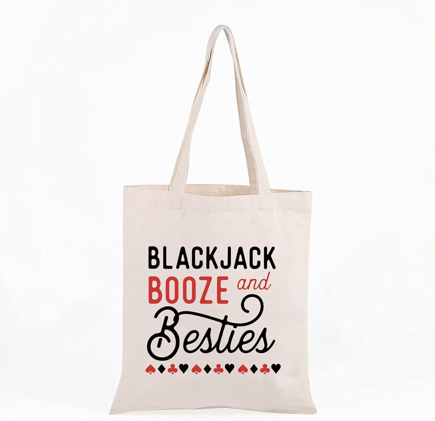 Womens Blackjack Booze Besties Bachelorette Las Vegas Vacation Zipper Makeup Bags Travel Accessories (Booze Blackjack Tote)