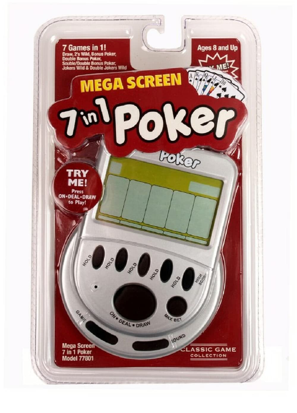 Mega Screen Electronic Game Bundle - Mega Screen Slot Machine Handheld Game and Mega Screen 7 in 1 Handheld Poker Game