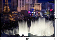 Las Vegas Nevada Strip Illuminated at Night Bellagio Fountains Photo Photograph Cool Wall Art Print Poster 18X12