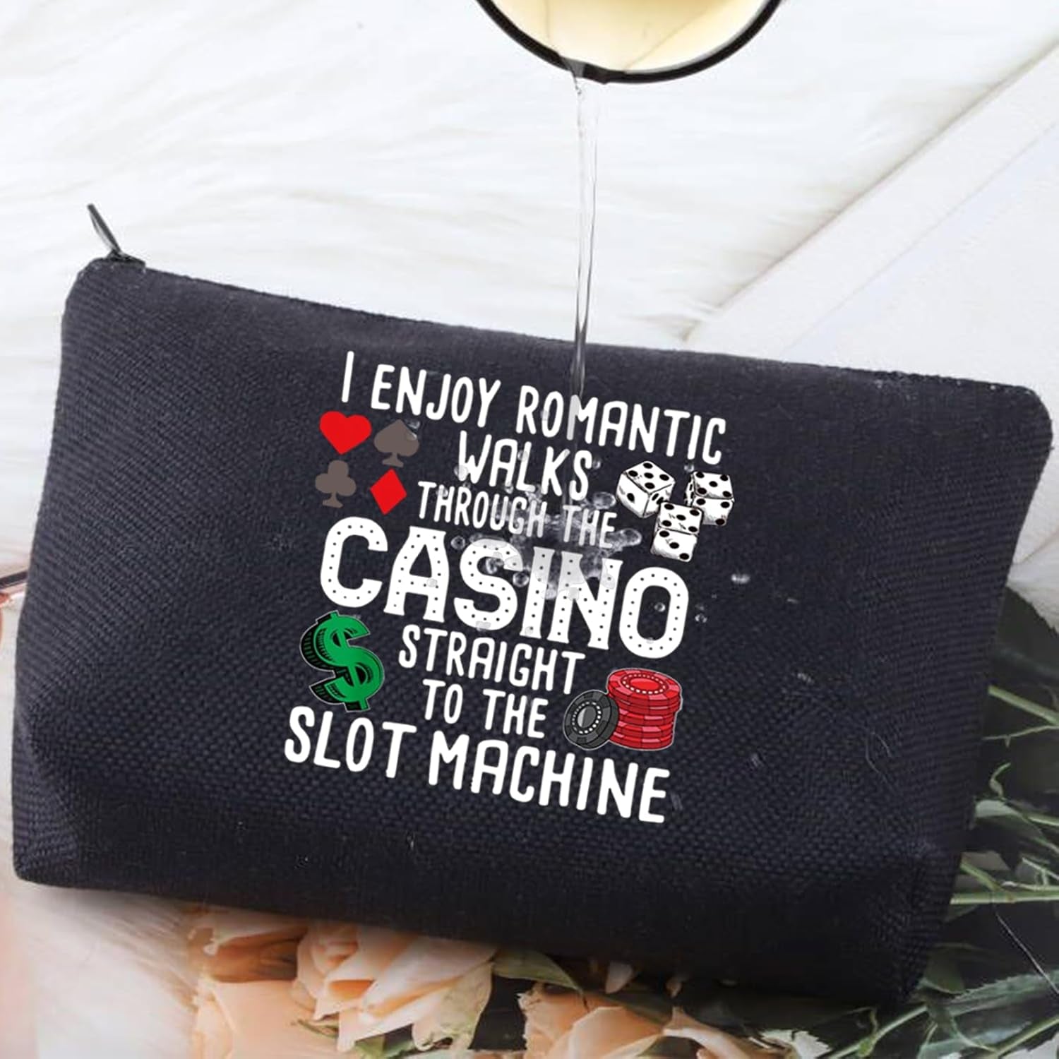 Funny Gambler Gift Idea Casino Lovers Makeup Bag Slot Machine Casino Gambling Accessories Pouch Bag (Casino Bl Bag)