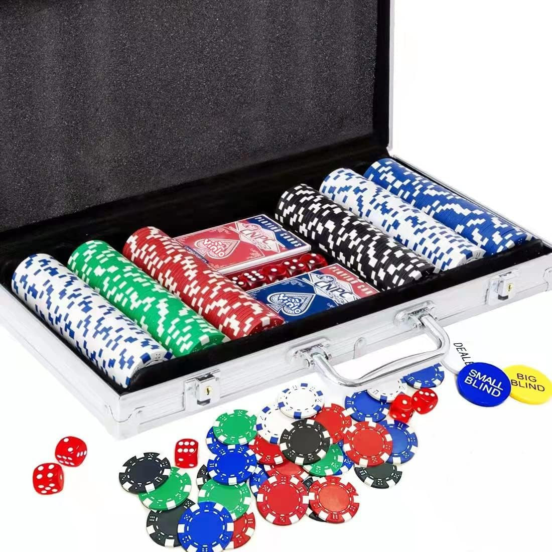 Poker Chip Set - Classic 300PCS Poker Set with Aluminum Case, 11.5 Gram Casino Chips for Texas Holdem Blackjack Gambling