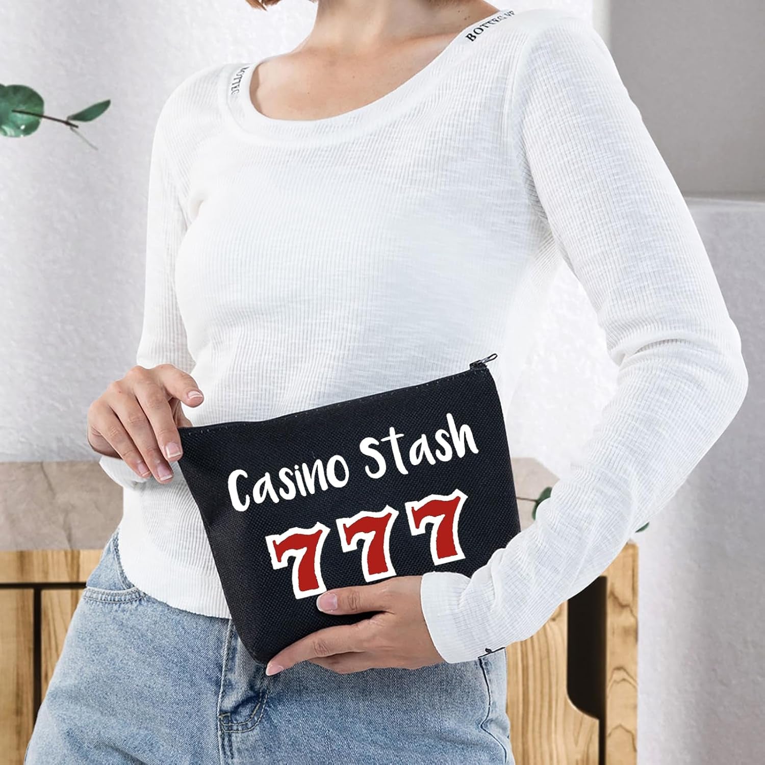 Casino Gambling Makeup Bag Casino Stash Accessory Pouch Lucky Sevens Zipper Bag for Gambler (Casino Stash Black Makeup Bag)