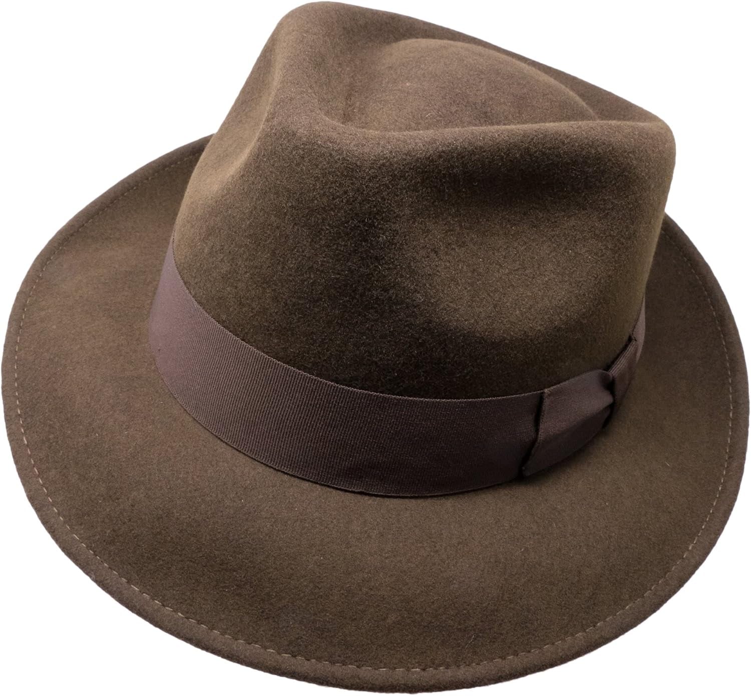 Premium Doyle - Teardrop Fedora Hat - 100% Wool Felt - Crushable for Travel - Water Resistant - Unisex