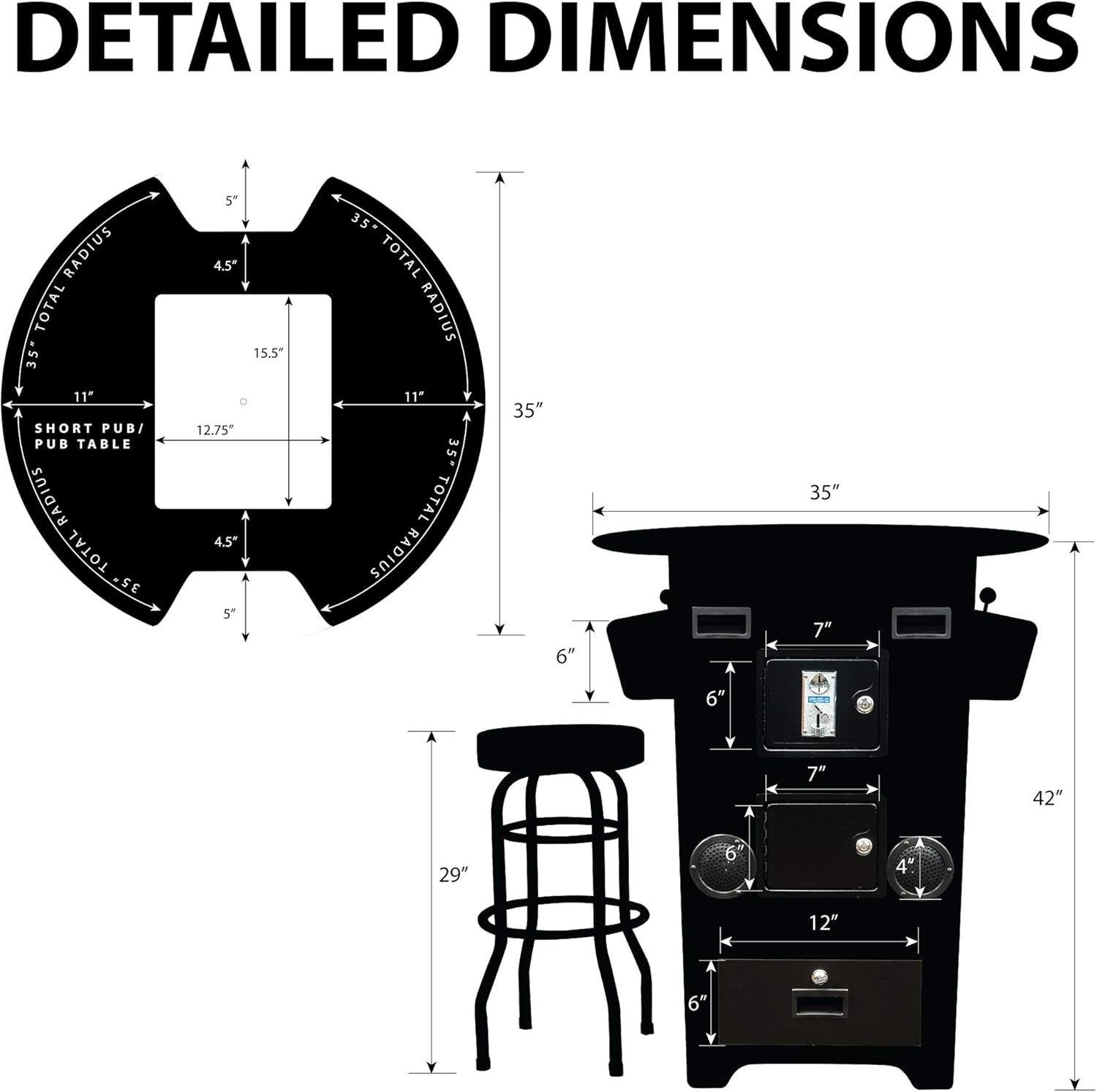 Creative Arcades Full-Size Commercial Grade Machine -Pub Style Arcade Table for 2 Player Cabinet for Home, 60 Games, Multiplayer Control Panel and Screen Size 22 Inch