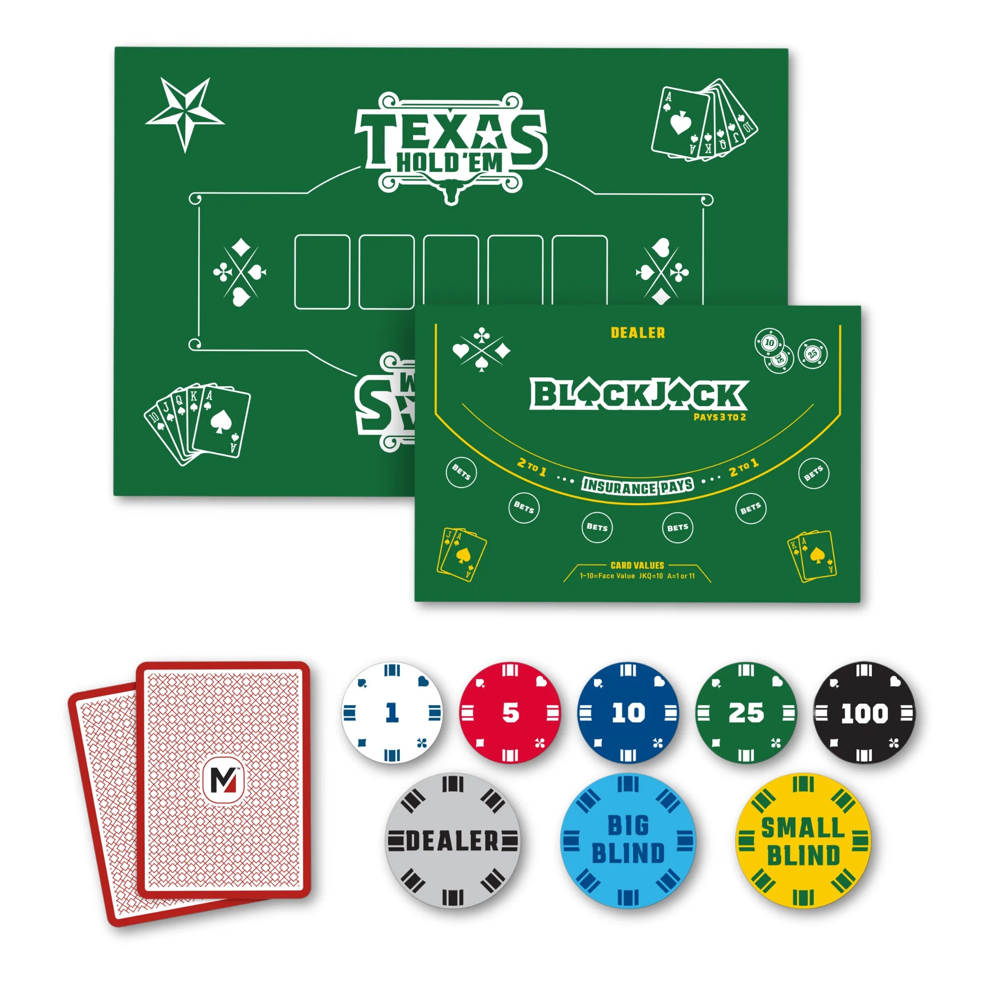 Complete Poker Set, Texas Hold'Em Poker Set and Blackjack Card Game, for All Ages, 207 Piece Count, by  Sports