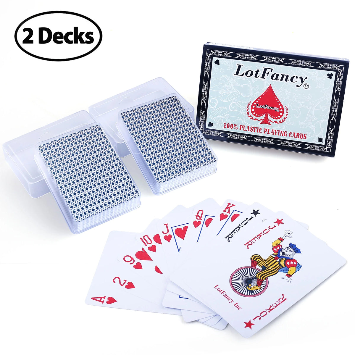 2 Decks Plastic Playing Cards with Plastic Case