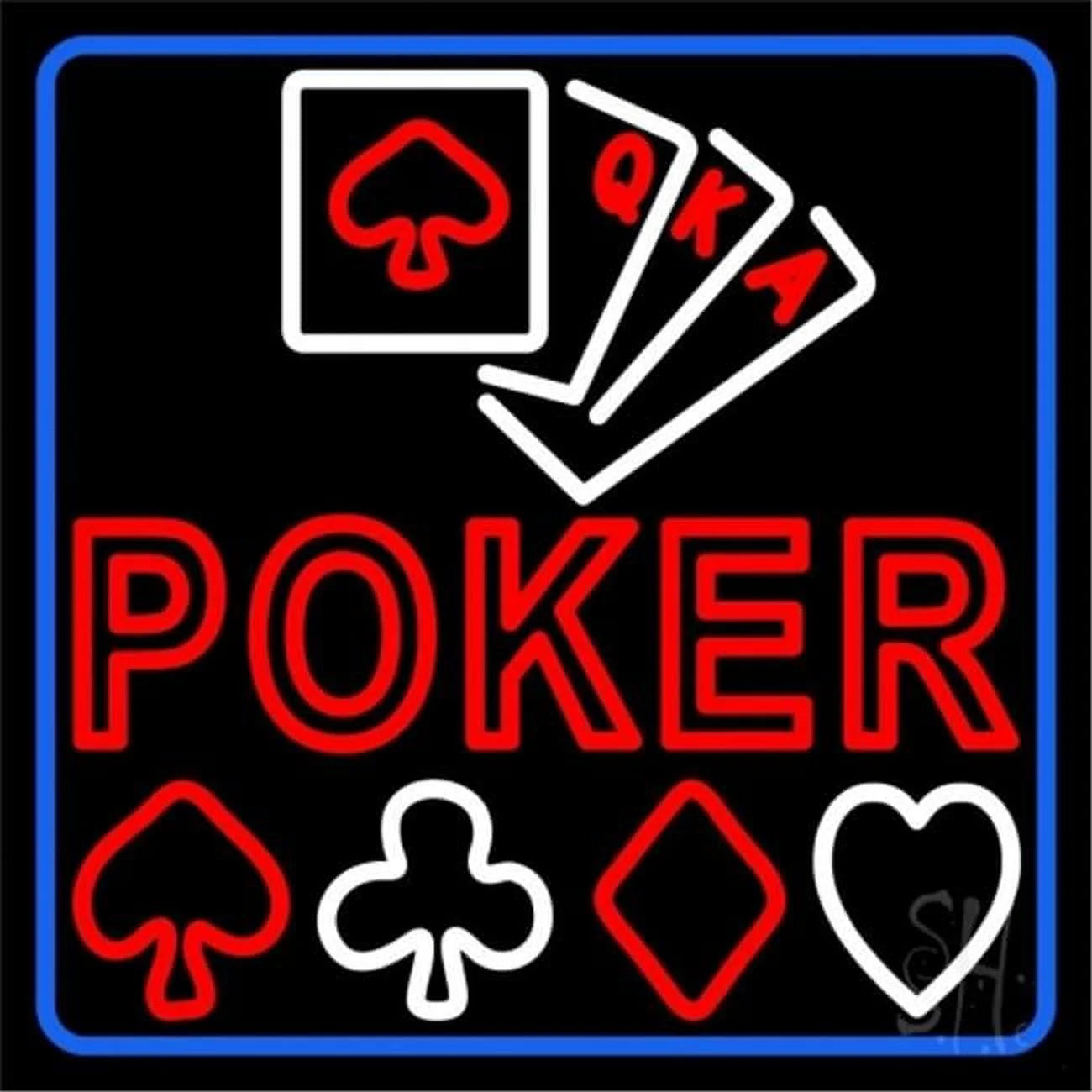 Poker with Cards Neon Sign, 24 X 24 X 3 In.