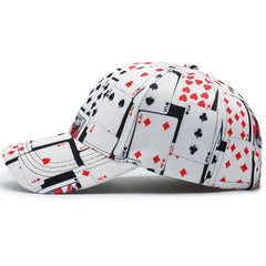 2025 White Poker Print Baseball Caps for Men Outdoor Travel Women Hat Sunshade Street Snapback Hip Hop Cap Gorras Hombre