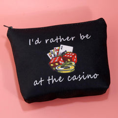 Gambler Gift I'D Rather Be at the Casino Makeup Bag Lucky Dice Pouch Bag Casino Lover Gift (Casino Black)