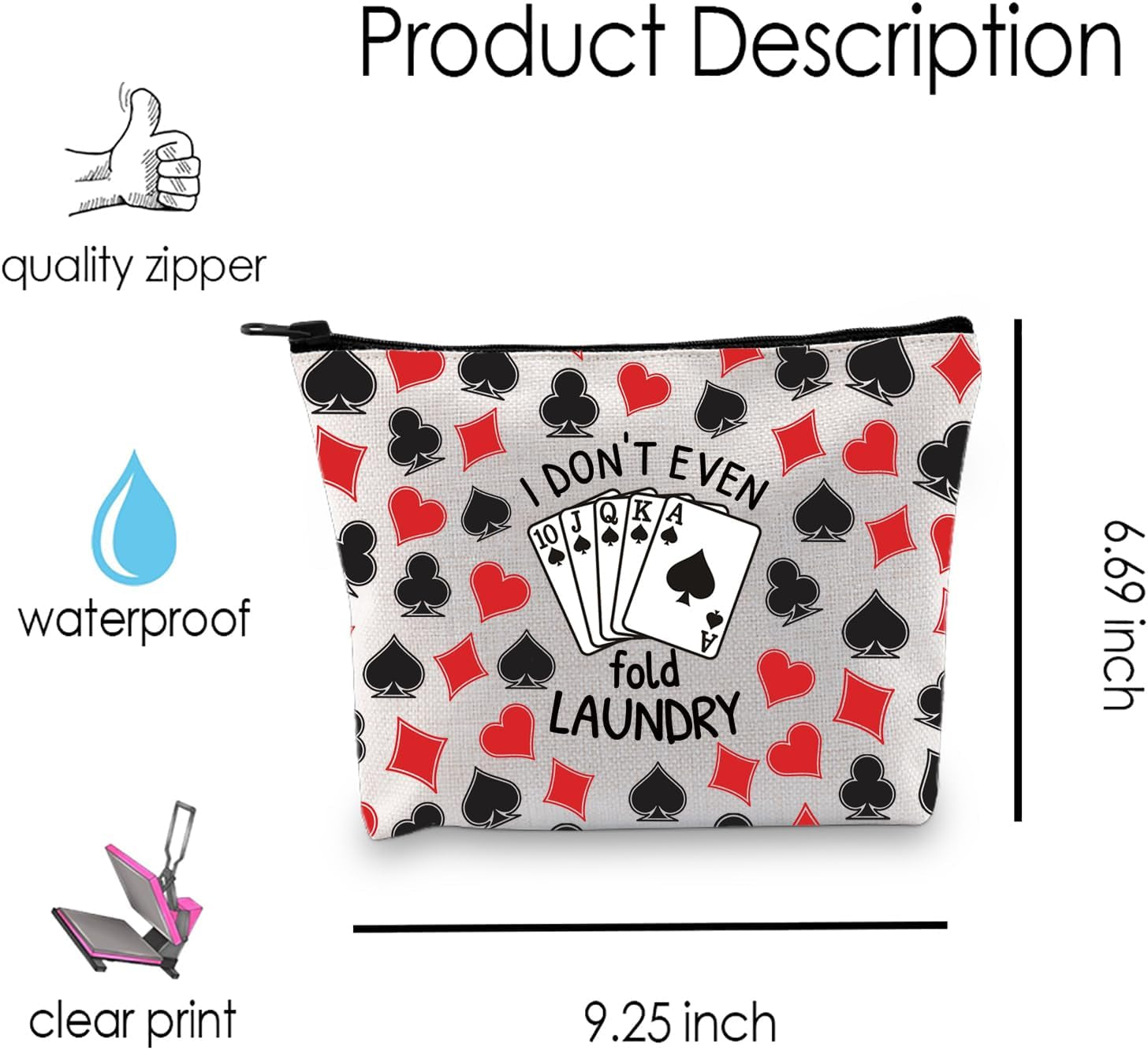 Funny Poker Player Gift Poker Lover Gift I Don’T Even Fold My Laundry Makeup Bag for Gamblers Casino Lover (Fold My Laundry)