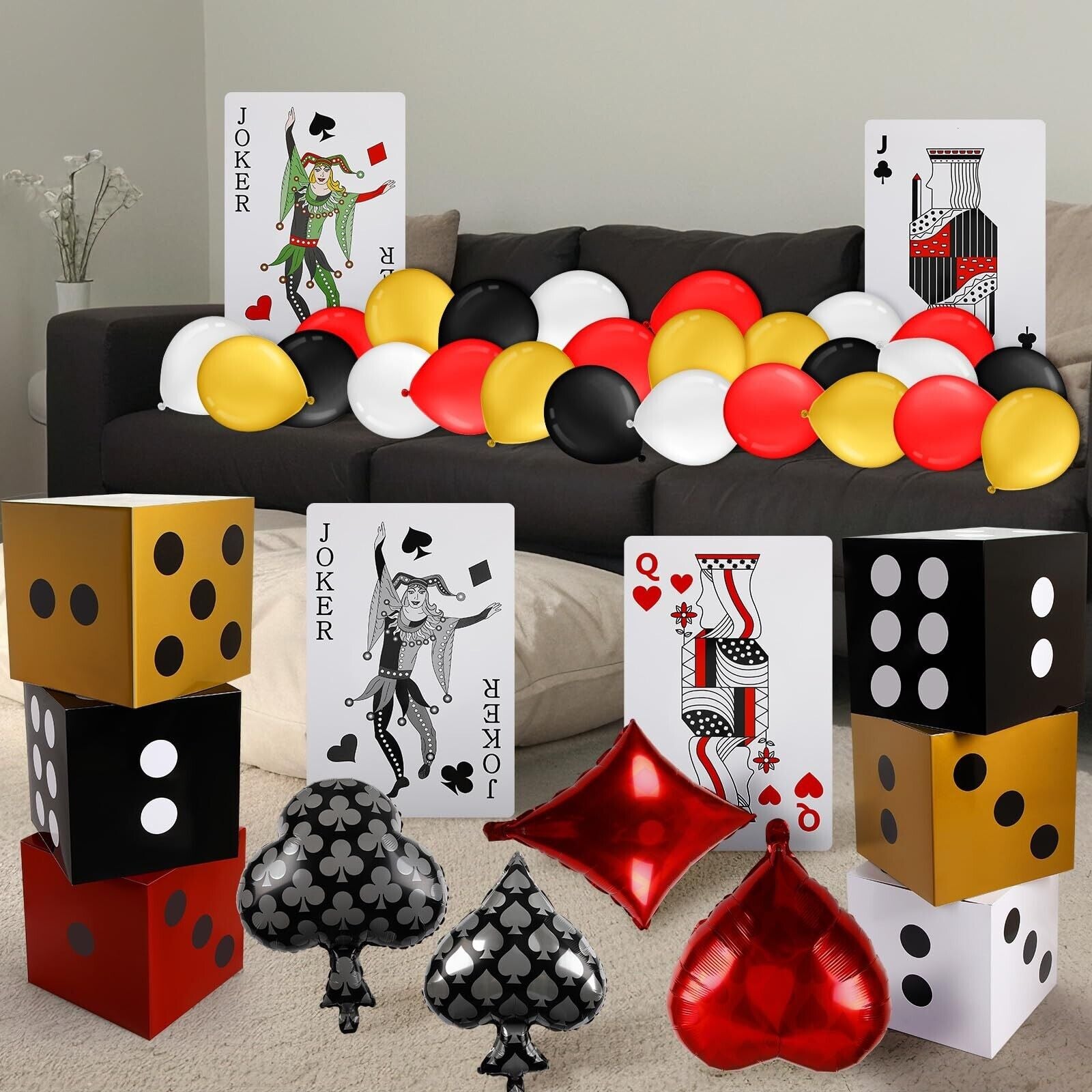 146 Pcs Casino Theme Party Decorations 137 Pcs Casino Balloons 8 Pcs Dice Fav...