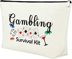 Lucky Casino Gift for Gambler Makeup Bag Casino Gamble Zipper Pouch Gift Gambler Gift Idea Casino Lovers Cosmetic Bag Christmas Birthday Retirement Gift for Gambler Friends Travel Makeup Pouch