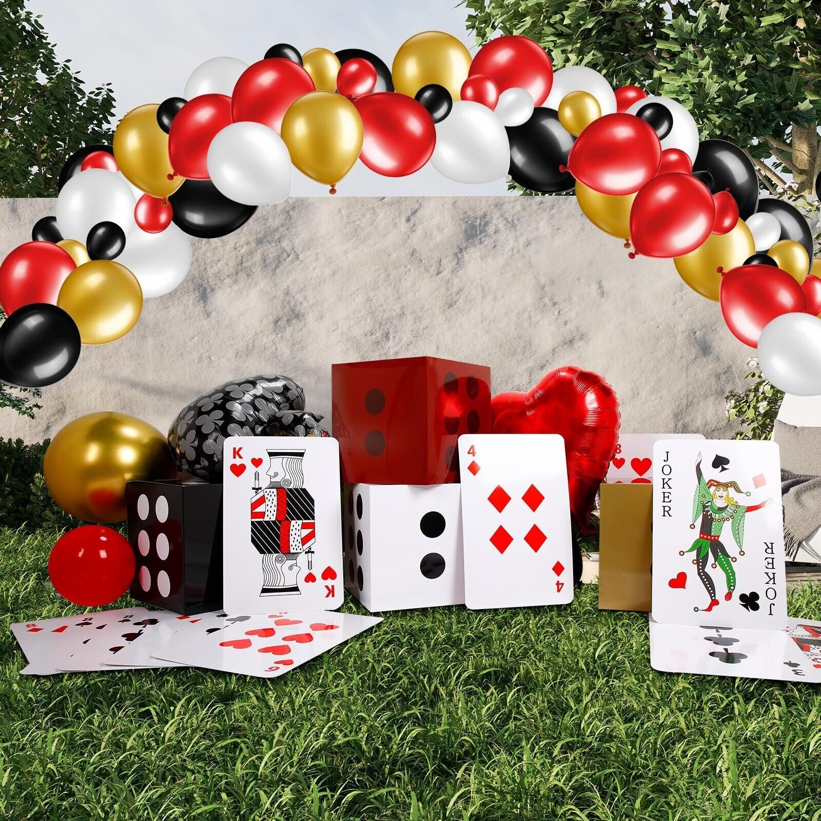 146 Pcs Casino Theme Party Decorations 137 Pcs Casino Balloons 8 Pcs Dice Fav...