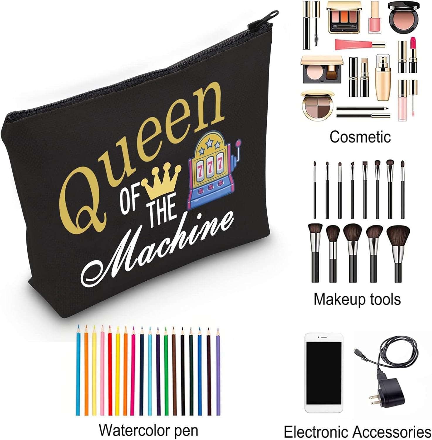 Casino Cosmetic Bag Casino Gambling Lover Gift Queen of the Machine Makeup Bag Slot Gambling Lucky Gift