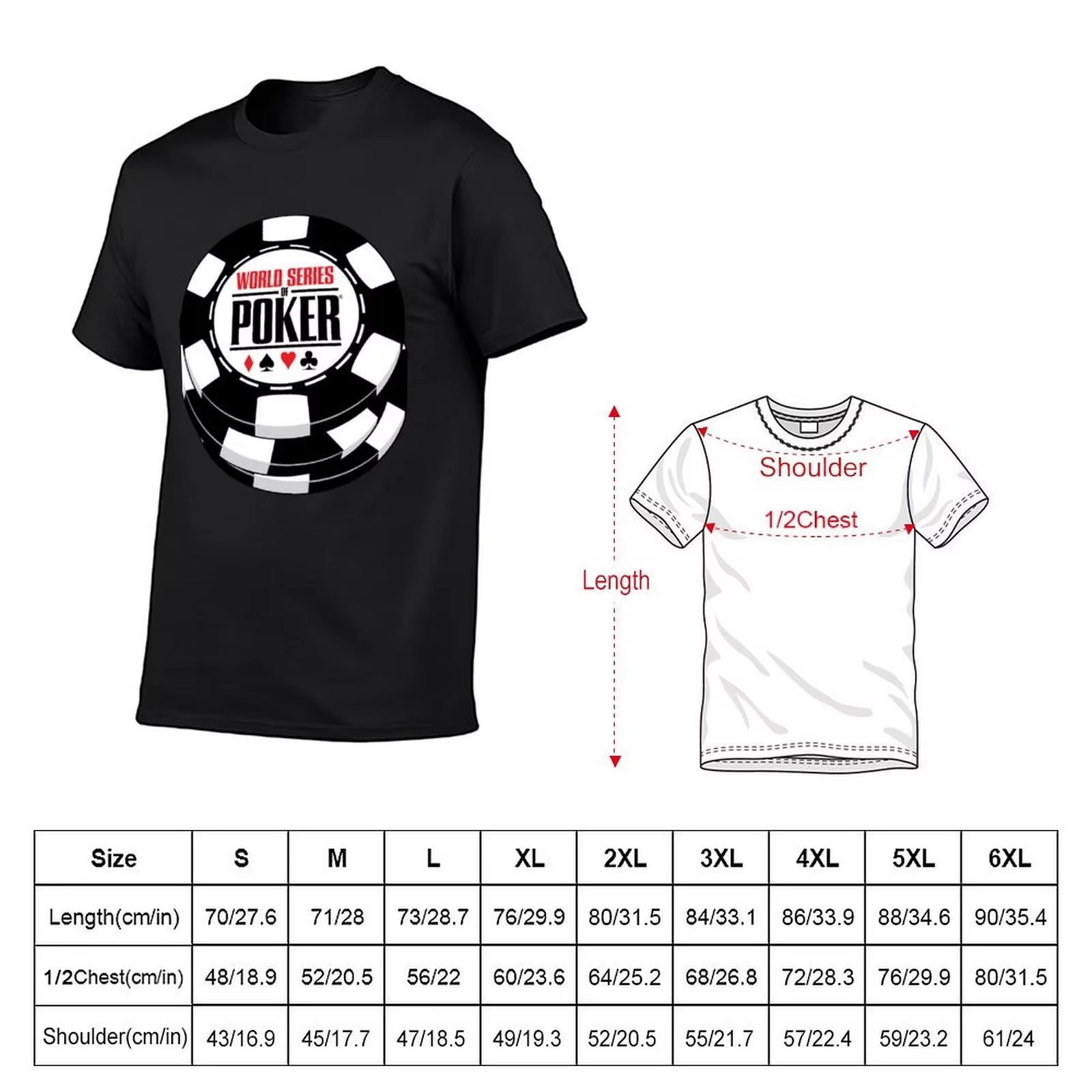 Wsop Poker Essential T-Shirt Customs Quick-Drying Cute Tops Mens Tall T Shirts