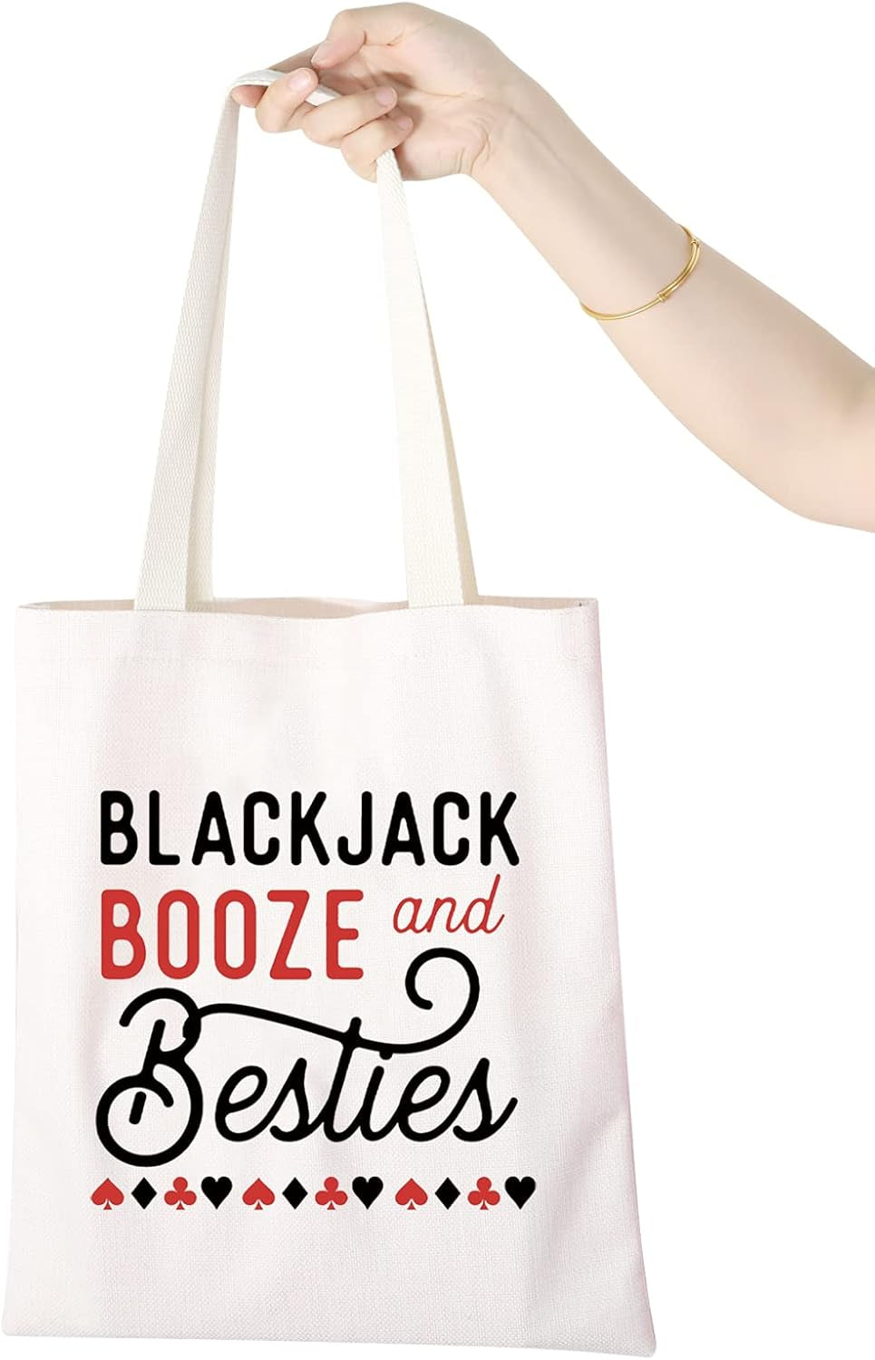 Womens Blackjack Booze Besties Bachelorette Las Vegas Vacation Zipper Makeup Bags Travel Accessories (Booze Blackjack Tote)