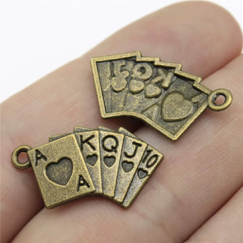 10Pcs 24X13Mm Pendant Poker Cards Poker Cards Charm Pendants for Jewelry Making Poker Cards Pendants