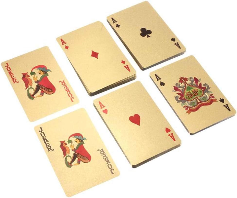 24K Cool Gold Playing Cards with Dollar Pattern Foil Poker Cards Luxury Waterproof Deck of Cards Gold Playing Cards Plastic