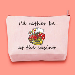 Gambler Gift I'D Rather Be at the Casino Makeup Bag Lucky Dice Pouch Bag Casino Lover Gifts