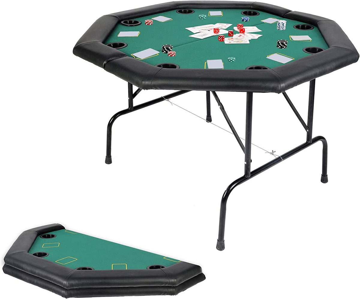 48” Texas Holdem Poker Table for 8 Player Casino Style Folding Card Games Gambling Table Lightweight Portable