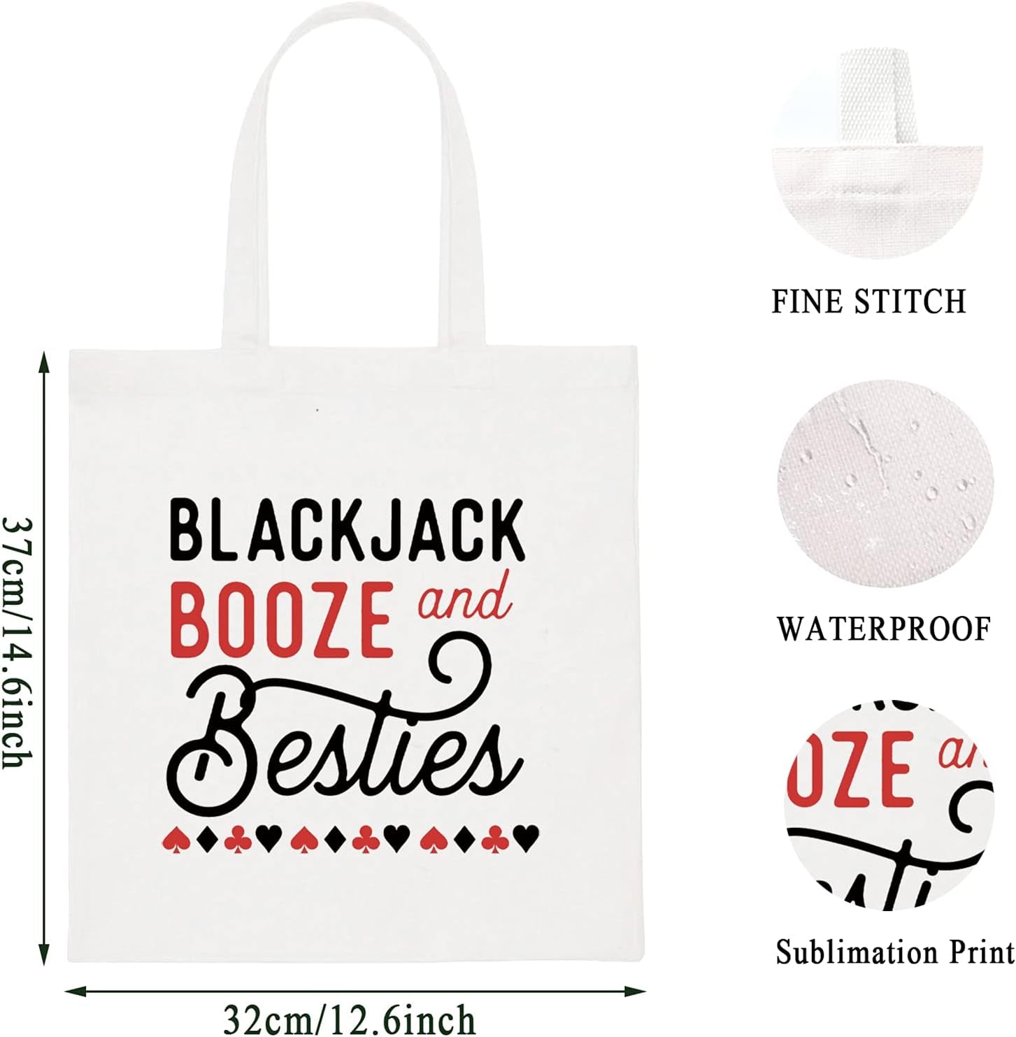 Womens Blackjack Booze Besties Bachelorette Las Vegas Vacation Zipper Makeup Bags Travel Accessories (Booze Blackjack Tote)