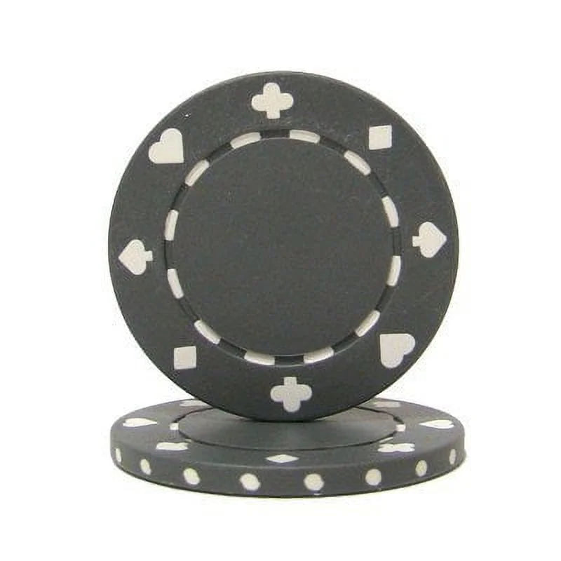 Suited 11.5G Blank Poker Chips, Gray Clay Composite, 50-Pack