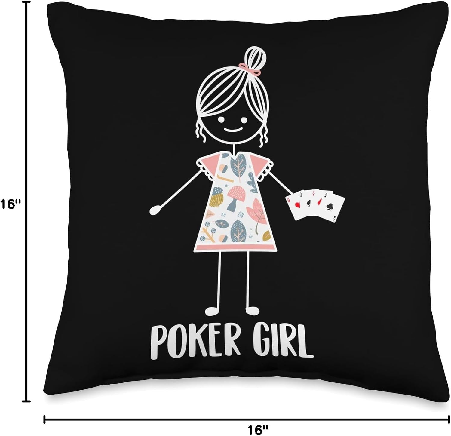 Girl-Gambling Casino Gambler Poker Throw Pillow, 16X16, Multicolor