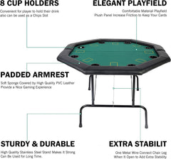 48” Texas Holdem Poker Table for 8 Player Casino Style Folding Card Games Gambling Table Lightweight Portable