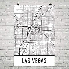 Las Vegas Poster, Las Vegas Art Print, Las Vegas Wall Art, Las Vegas Map, Las Vegas City Map, Las Vegas Nevada Map Art,Las Vegas Gift,Las Vegas Decor, (24" X 36", White and Black)