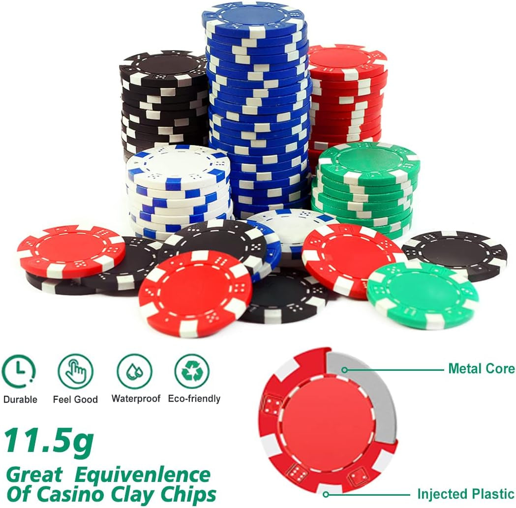 Poker Chip Set - Classic 300PCS Poker Set with Aluminum Case, 11.5 Gram Casino Chips for Texas Holdem Blackjack Gambling